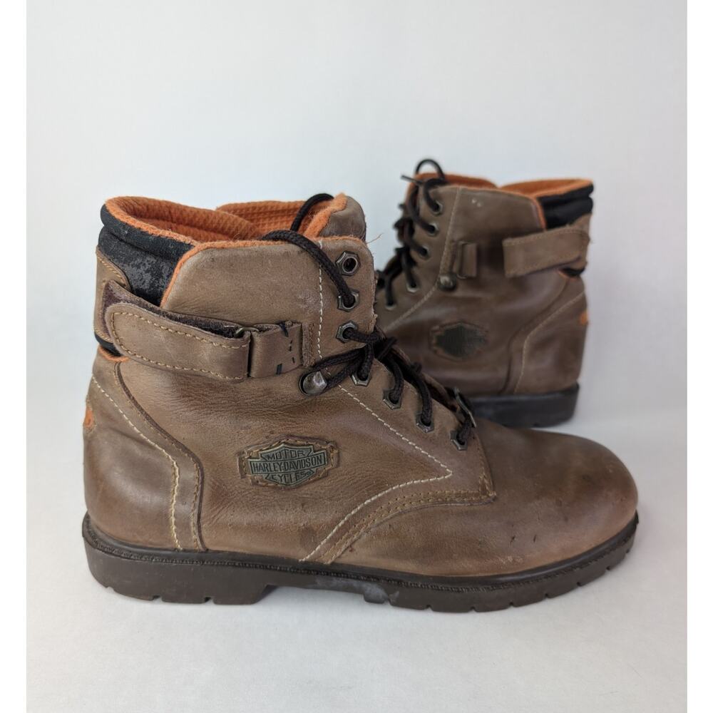 Vintage 90s Harley Davidson Brown Leather Lace Up Biker Boot Women’s 8.5